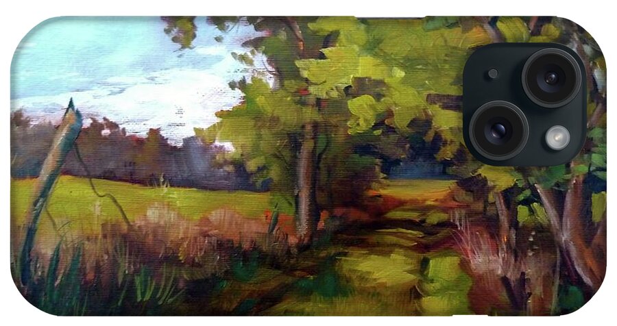 Trees iPhone Case featuring the painting Path Between Fields by K M Pawelec
