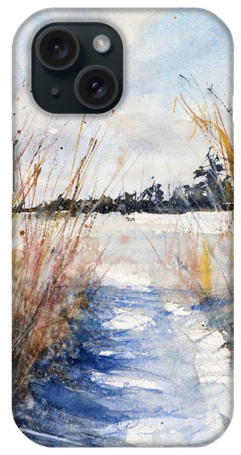 Watercolor iPhone Case featuring the painting Path Shadows in the Way Back by Judith Levins