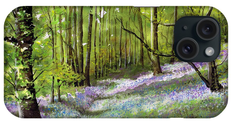 Bluebell iPhone Case featuring the painting Path through bluebell wood by Paul Dene Marlor