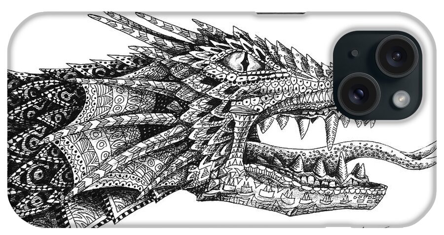 Dragon iPhone Case featuring the drawing Pattern Design Dragon by Aaron Spong