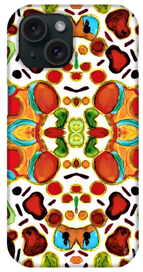 Abstract iPhone Case featuring the mixed media Patterns within patterns by Jolanta Anna Karolska