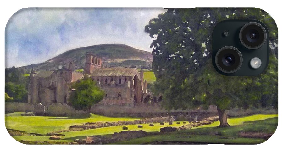 Landscape iPhone Case featuring the painting Peaceful Retreat - Melrose Abbey by Richard James Digance