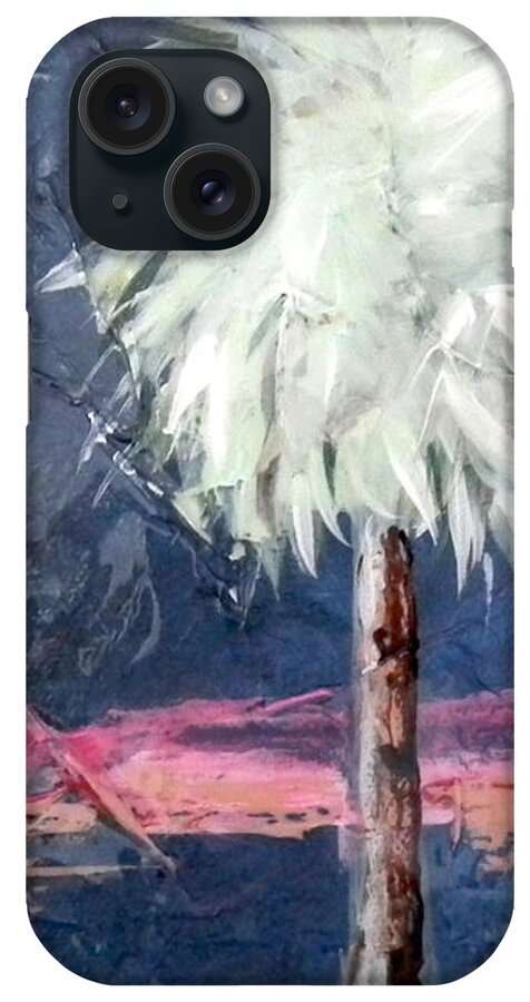 Peach iPhone Case featuring the painting Peachy Horizons Palm Tree by Kristen Abrahamson