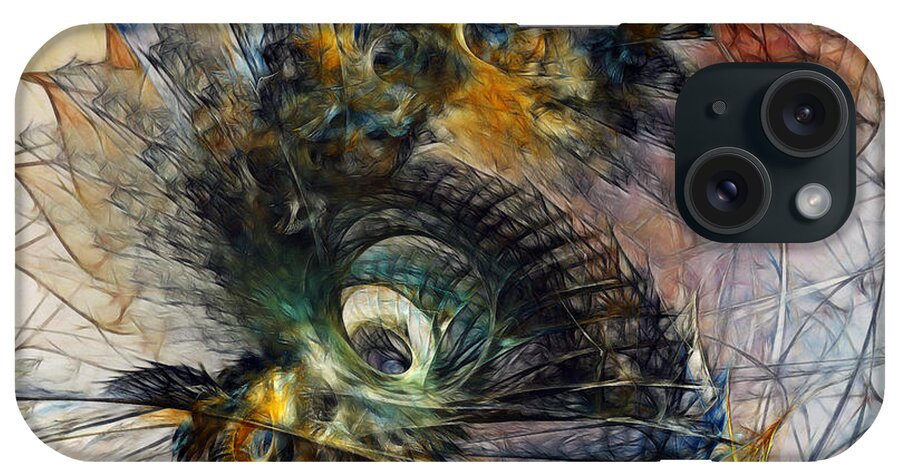 Abstract iPhone Case featuring the digital art Peacock Fan by Karin Kuhlmann