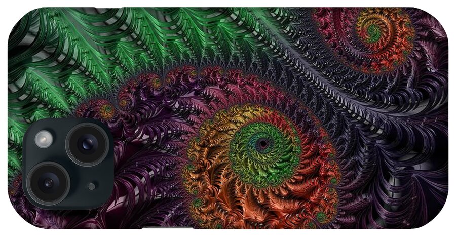 Fractal iPhone Case featuring the digital art Peacock's Eye by Paisley O'Farrell