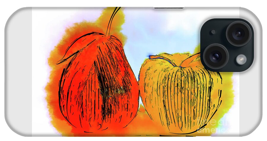 Still-life iPhone Case featuring the digital art Pear And Apple Watercolor by Kirt Tisdale