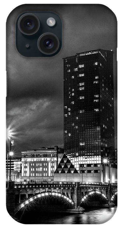 Bridge iPhone Case featuring the photograph Pearl Street Bridge at Night on the Grand River by Randall Nyhof