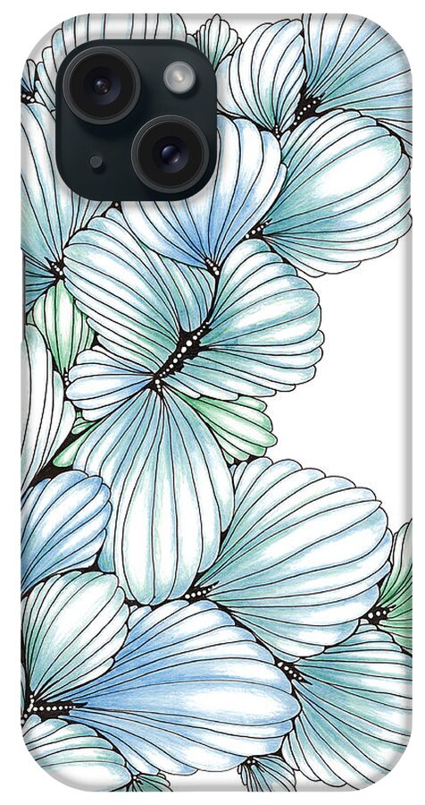 Plume iPhone Case featuring the drawing Pearlescent Plume by Alexandra Louie