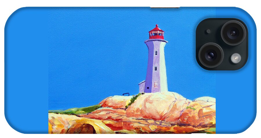 Peggy's Cove iPhone Case featuring the painting Peggy's Cove Lighthouse by Anne Marie Brown