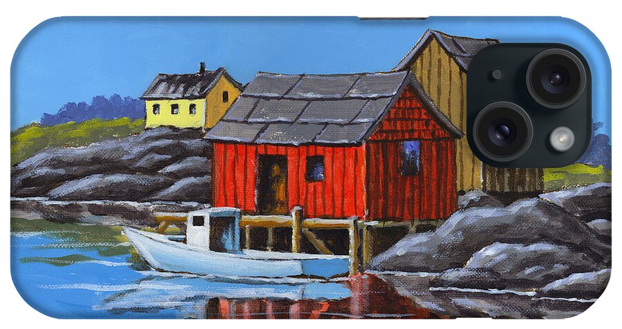 Nova Scotia iPhone Case featuring the painting Peggys Cove by Richard De Wolfe