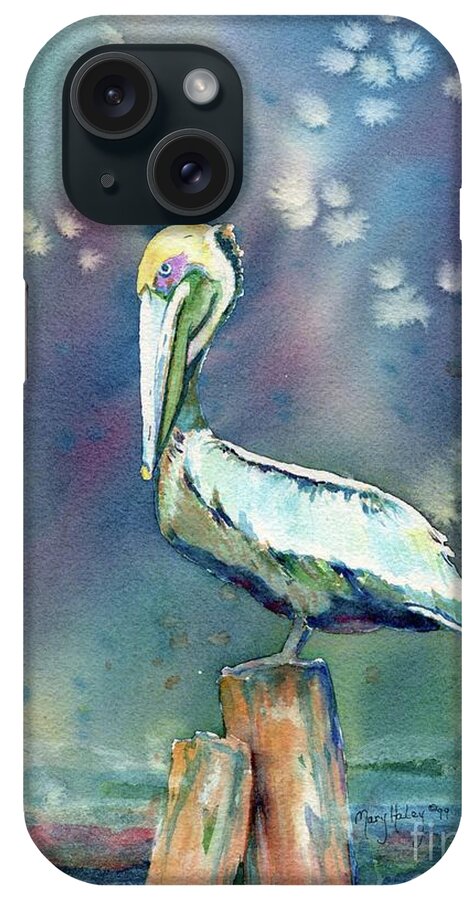 Pelican iPhone Case featuring the painting Pelican by Mary Haley-Rocks