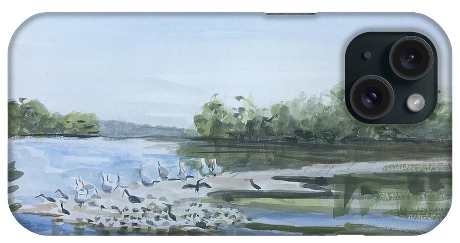 Pelicans iPhone Case featuring the painting Pelicans at Ding Darling by Maggii Sarfaty