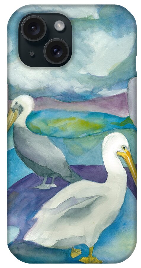 Pelicans iPhone Case featuring the painting Pelicans by Kelly Perez