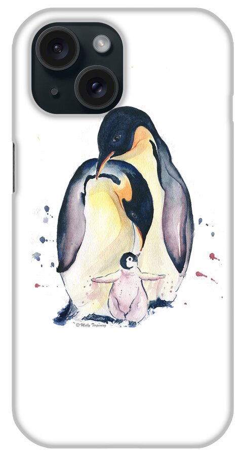 Penguin iPhone Case featuring the painting Penguins Family Watercolor by Melly Terpening