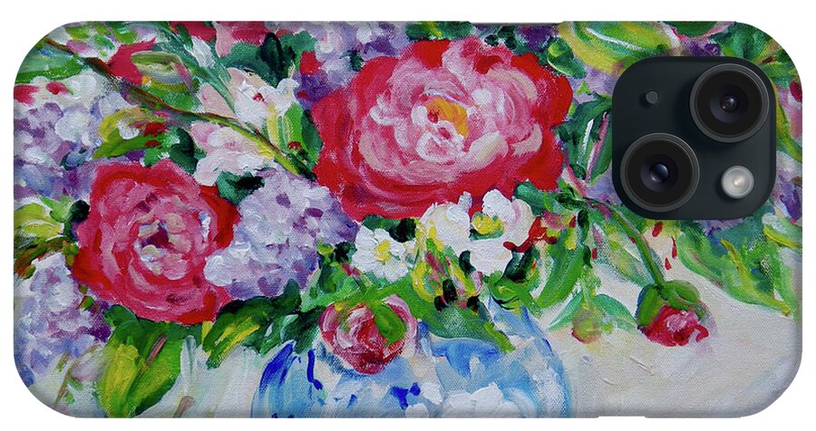 Flowers iPhone Case featuring the painting Peonies and Lilacs by Ingrid Dohm