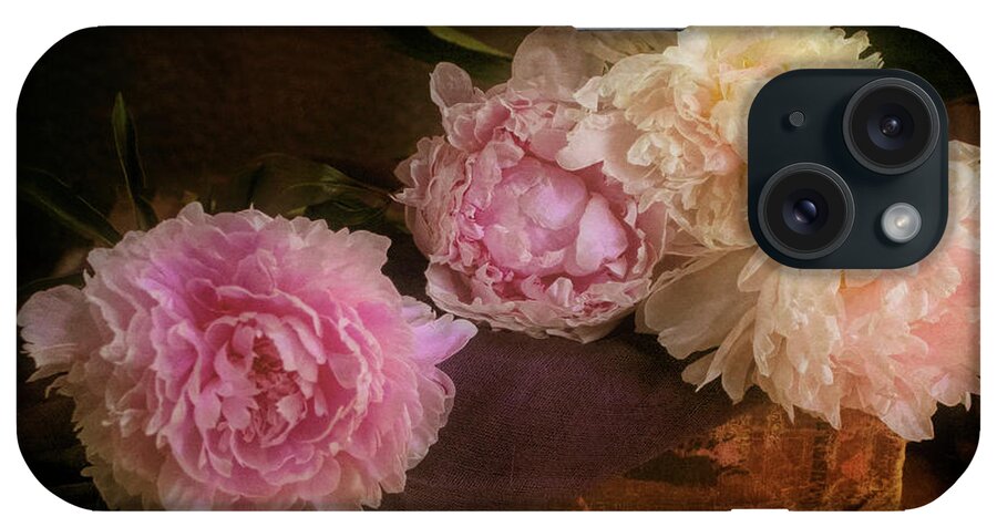 Peonies On Book iPhone Case featuring the photograph Peonies On Book by Bellesouth Studio