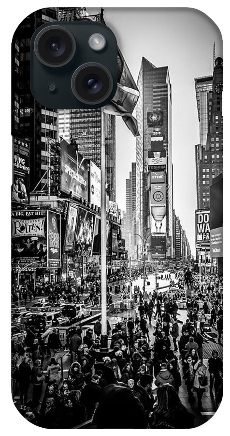New York iPhone Case featuring the photograph People of Time Square by Perry Webster