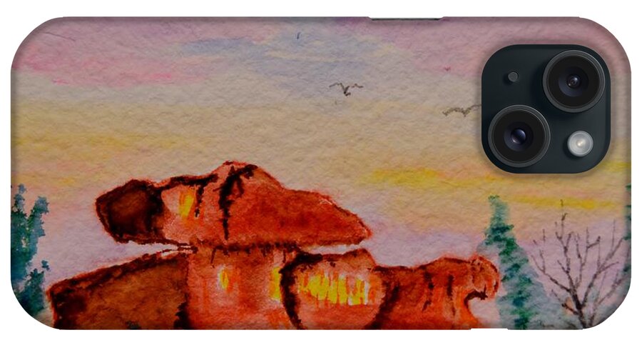 Perched Granite iPhone Case featuring the painting Perched Granite by Warren Thompson