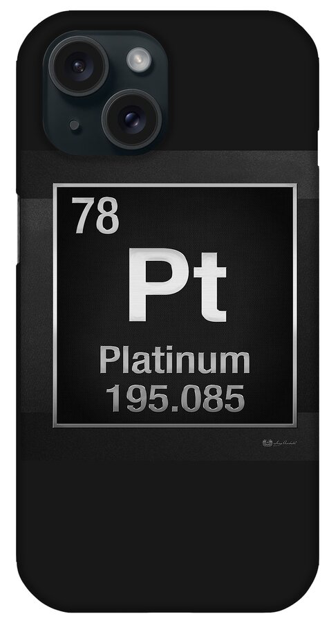 'the Elements' Collection By Serge Averbukh Chemistry iPhone Case featuring the digital art Periodic Table of Elements - Platinum - Pt - Platinum on Black by Serge Averbukh