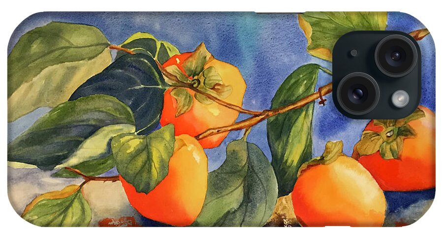 Persimmons iPhone Case featuring the painting Persimmons by Hilda Vandergriff