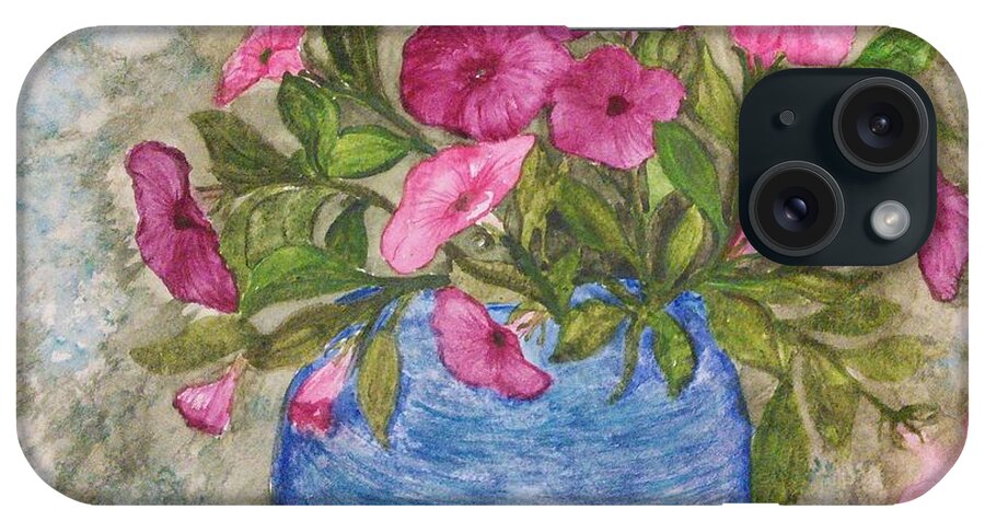 Pink And Purple Petunias iPhone Case featuring the painting Petunias by Susan Nielsen