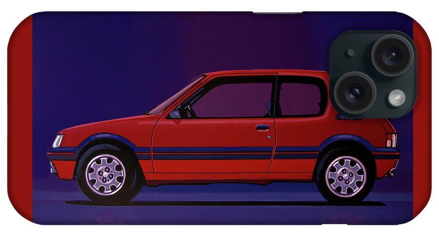 Peugeot 205 Gti iPhone Case featuring the painting Peugeot 205 GTI 1984 Painting by Paul Meijering