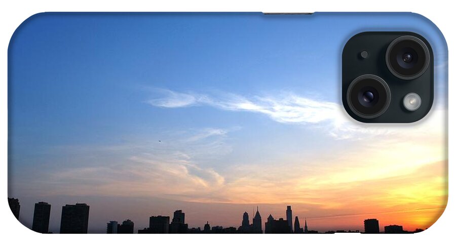 Philadelphia iPhone Case featuring the photograph Philadelphia Skyline Low Horizon Sunset by Matt Quest