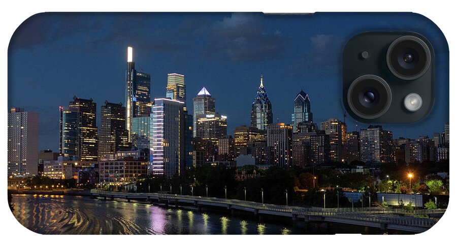 Night iPhone Case featuring the photograph Philadelphia Skyscape at Night by Louis Dallara