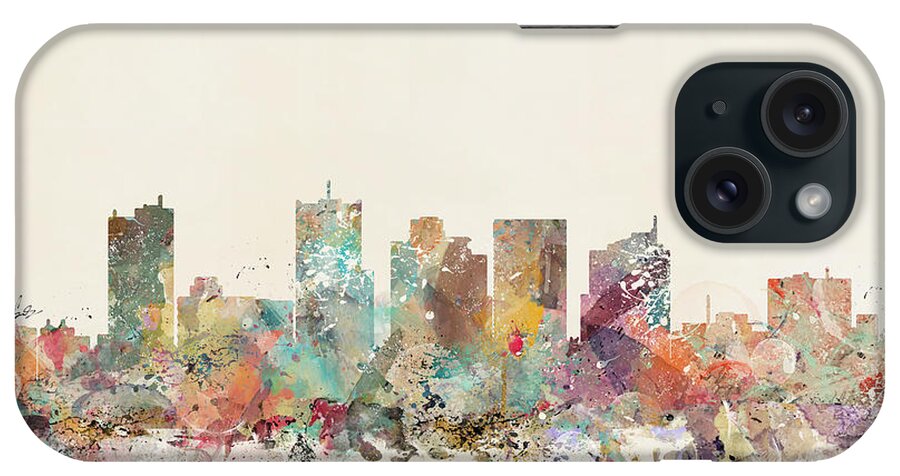 Phoenix City Skyline iPhone Case featuring the painting Phoenix City by Bri Buckley