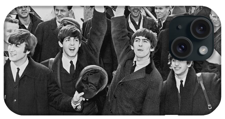 Photograph Of The Beatles Arriving In America iPhone Case featuring the painting Photograph of the Beatles Arriving in America by Pd