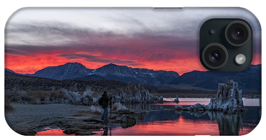 Red iPhone Case featuring the photograph Photographer at Mono Lake by Cat Connor