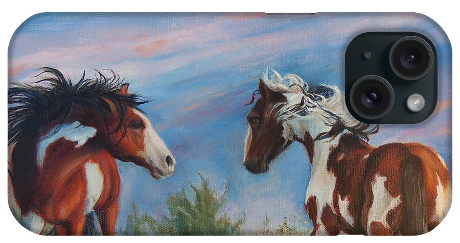 Equine Art iPhone Case featuring the painting Picasso Challenge by Karen Kennedy Chatham