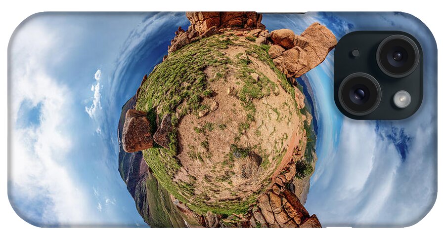 American West iPhone Case featuring the photograph Pikes Peak Tiny Planet #1 by Chris Bordeleau