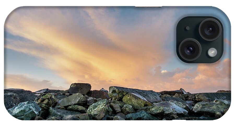 North Jetty iPhone Case featuring the photograph Piles of Rocks and the Dawn by Greg Nyquist