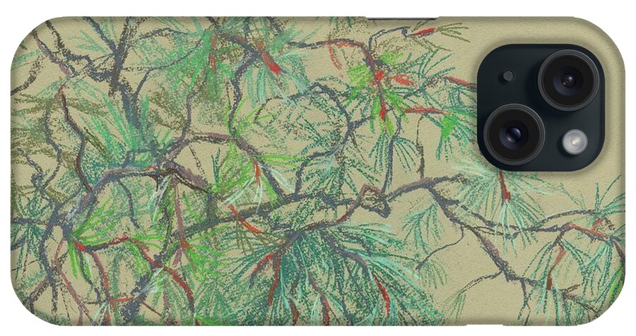 Pine iPhone Case featuring the drawing Pine-tree by Julia Khoroshikh