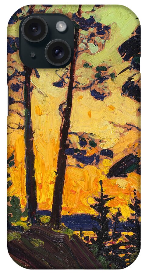 20th Century Art iPhone Case featuring the painting Pine Trees at Sunset by Tom Thomson
