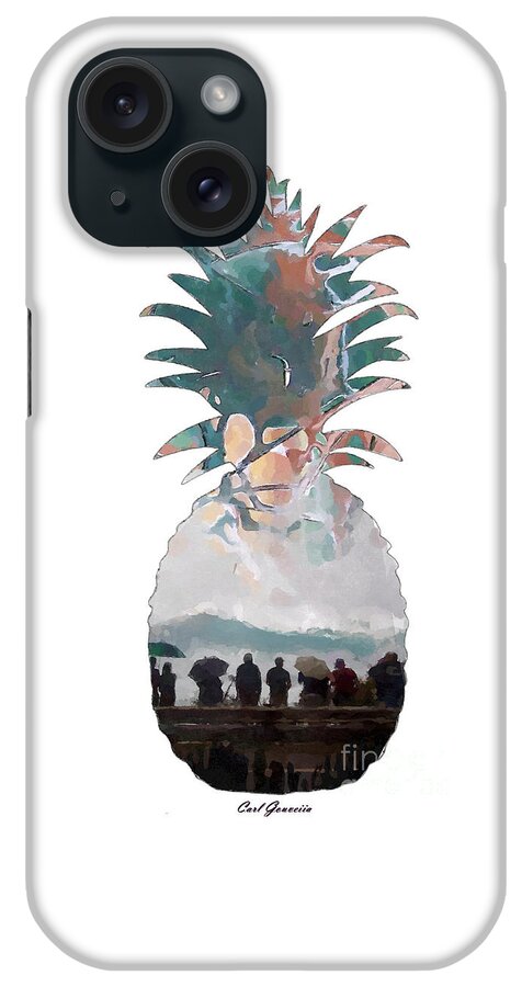Abstract Art iPhone Case featuring the painting Pineapple Art by Carl Gouveia