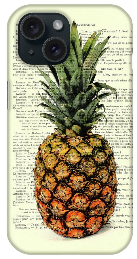 Pineapple iPhone Case featuring the digital art Pineapple in color illustration by Madame Memento