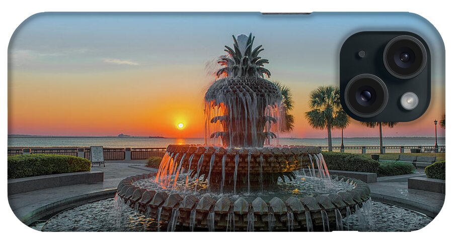 Pineapple Fountain iPhone Case featuring the photograph Pineapple Sunrise over Charleston South Carolina by Dale Powell