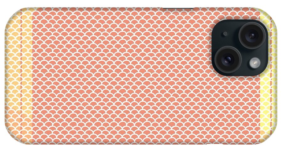 Brandi Fitzgerald iPhone Case featuring the digital art Pink and Yellow Scalloped Hexagon by Brandi Fitzgerald