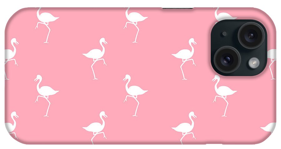 Flamingo iPhone Case featuring the mixed media Pink Flamingos Pattern by Christina Rollo