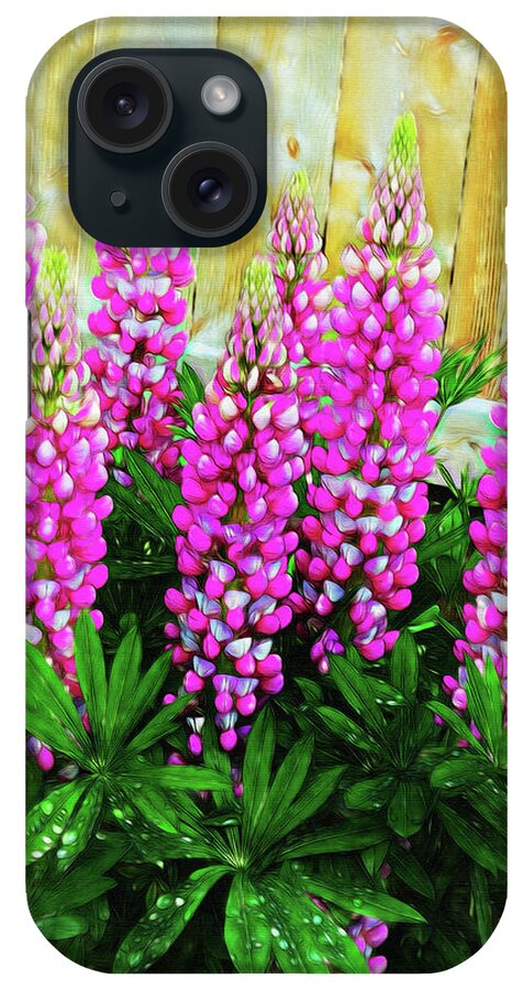 Green iPhone Case featuring the photograph Pink Lupine by Leslie Montgomery