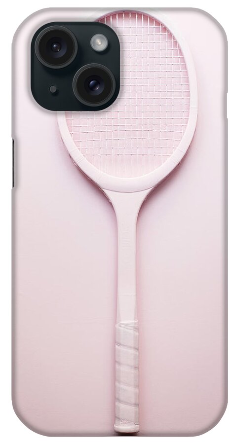 Racket iPhone Case featuring the photograph Pink racket tennis. Vintage sport by Andrey A