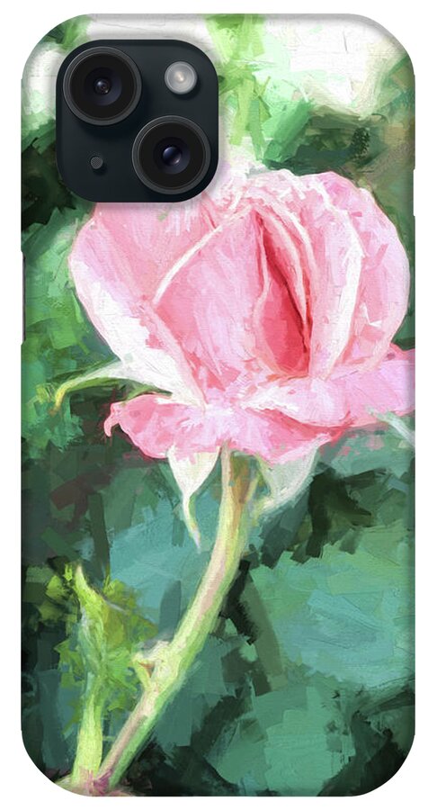 Flower iPhone Case featuring the photograph Pink Rose by Lena Owens - OLena Art Vibrant Palette Knife and Graphic Design