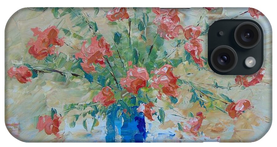 Floral iPhone Case featuring the painting Pink Roses by Frederic Payet