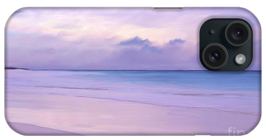 Anthony Fishburne iPhone Case featuring the digital art Pink sand purple clouds beach by Anthony Fishburne