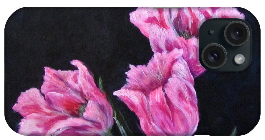Flowers iPhone Case featuring the painting Pink Tulips by Barbara O'Toole