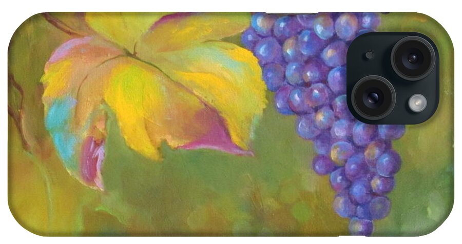Wine iPhone Case featuring the painting Pinot on The Vine by Nataya Crow