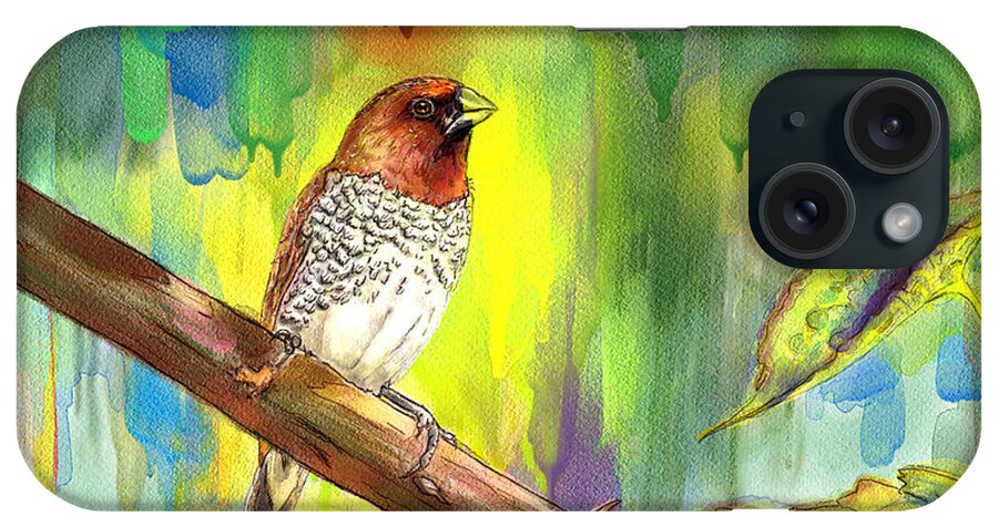 Bird iPhone Case featuring the painting Pinzon Canella by Janet Garcia