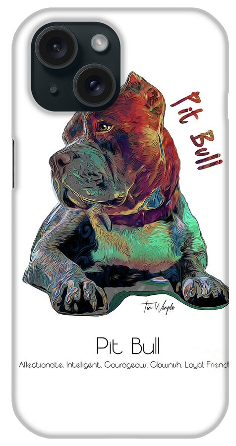 Pit Bull iPhone Case featuring the digital art Pit Bull Pop Art by Tim Wemple